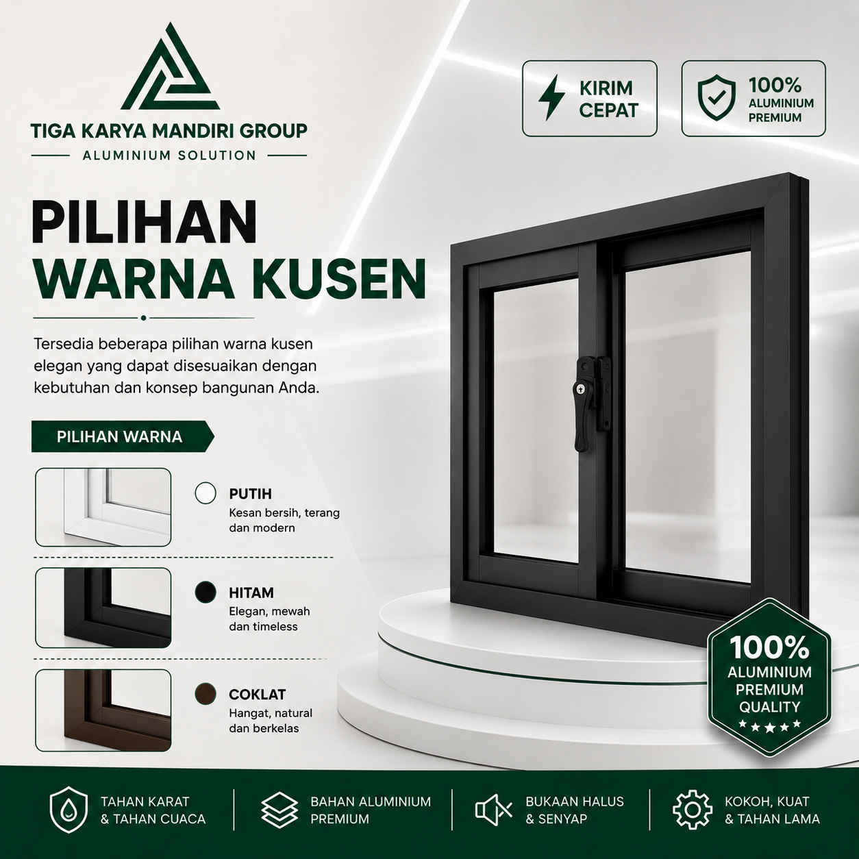 Jendela Sliding Aluminium Minimalist | Bisa Custom Ukuran | Anti Karat - Image 2