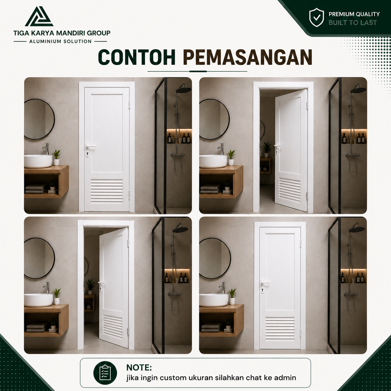 Pintu Kamar Mandi Aluminium Minimalist Premium | Anti Karat & Tahan Air - Image 4