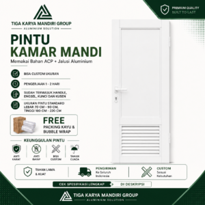 Pintu Kamar Mandi Aluminium Minimalist Premium | Anti Karat & Tahan Air