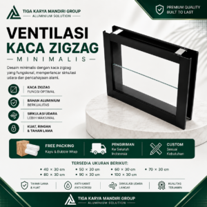 Kaca Mati Aluminium Zig Zag Minimalist Tinggi 30 cm | Ventilasi Dapur Modern