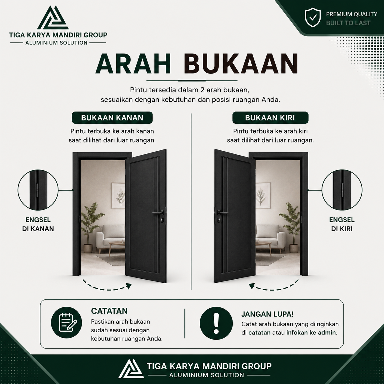 Pintu Aluminium ACP Model Elegan Minimalist Premium | Swing Kamar & Pintu Utama Anti Karat - Image 4