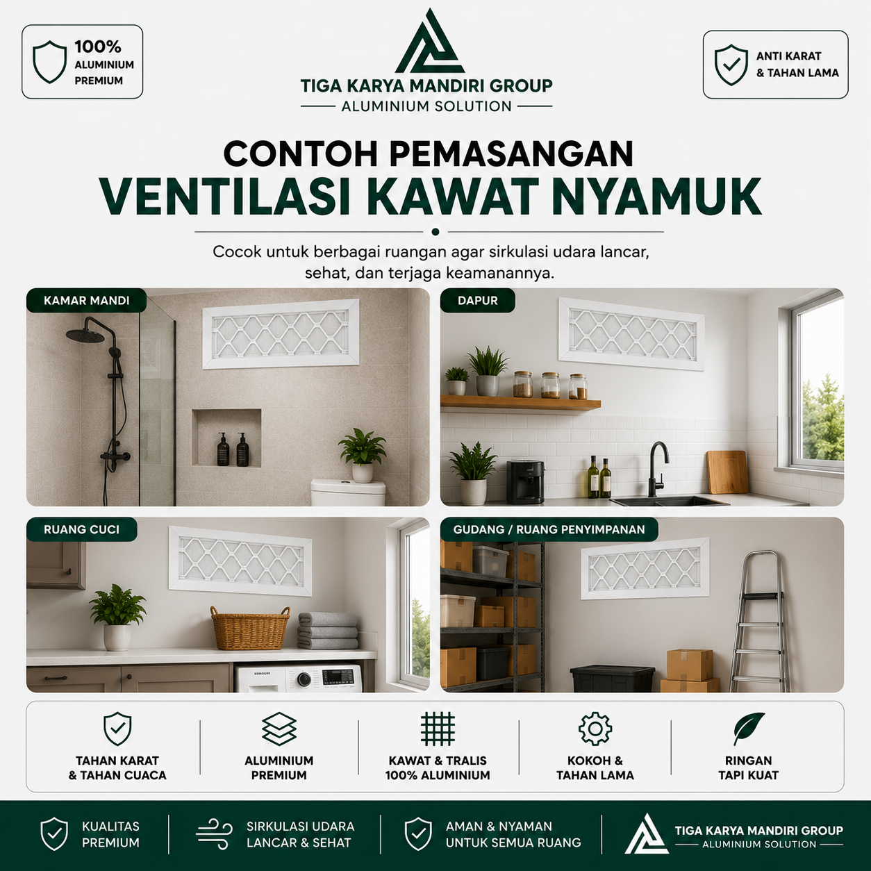 Ventilasi Aluminium | Kawat Nyamuk & Tralis | Anti Karat Minimalis - Image 4