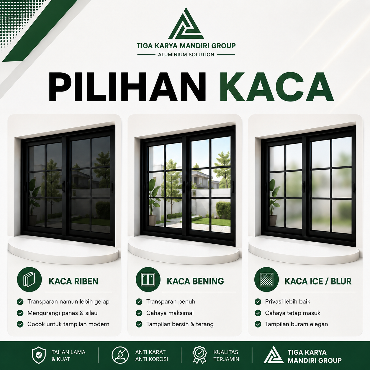 Jendela Sliding Aluminium Minimalis | Ornamen List Kotak | Custom Ukuran - Image 2