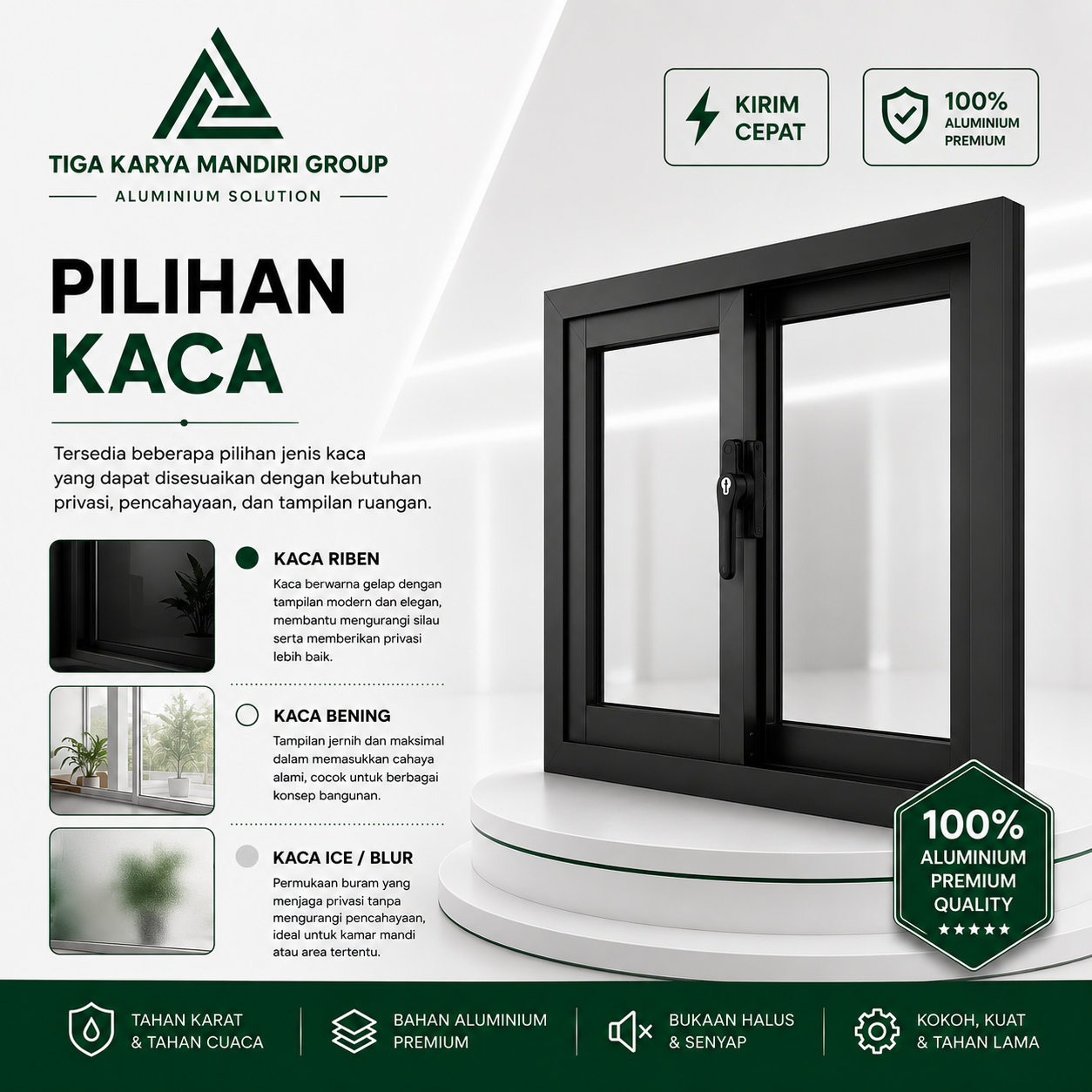 Jendela Sliding Aluminium Minimalist | Bisa Custom Ukuran | Anti Karat - Image 3