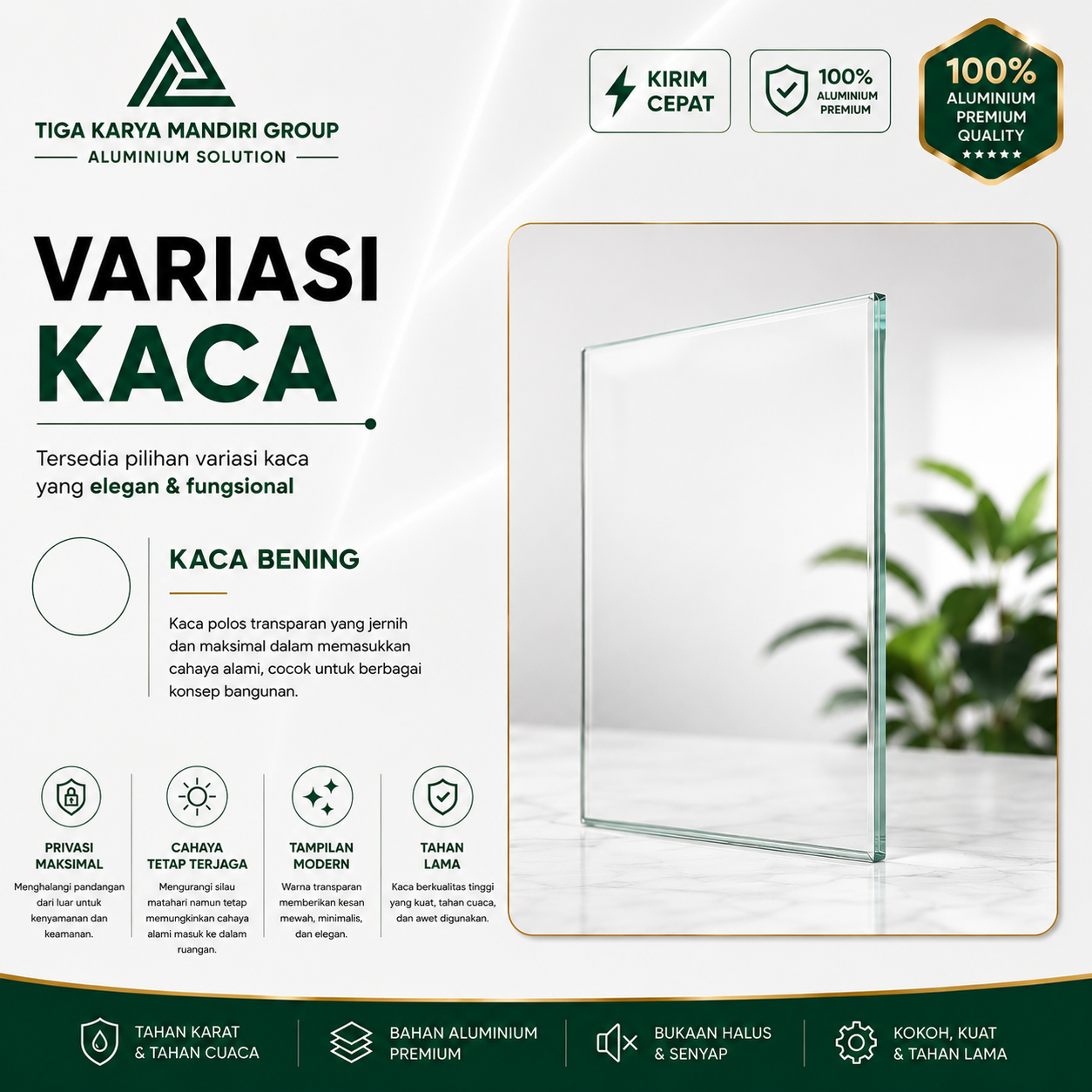 Kaca Mati Aluminium Zig Zag Minimalist Tinggi 20 cm | Ventilasi Dapur Modern - Image 10