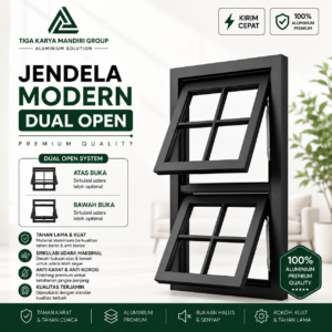 Jendela Aluminium Modern Dual Open 50x100 cm | Minimalis Premium