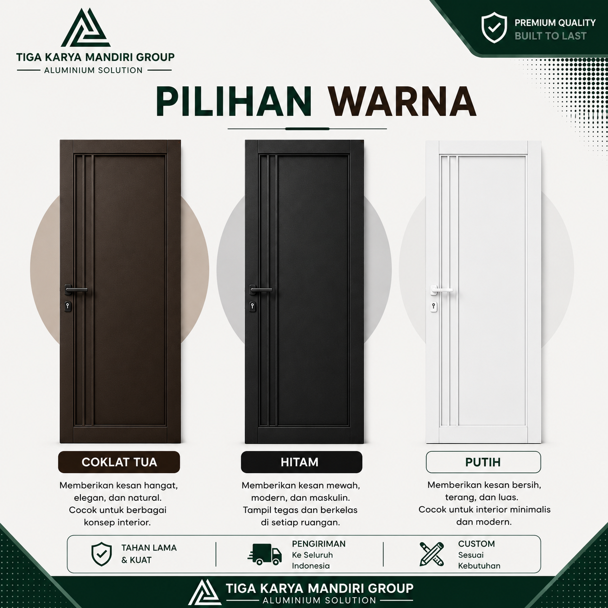 Pintu Aluminium ACP Model Elegan Minimalist Premium | Swing Kamar & Pintu Utama Anti Karat - Image 2