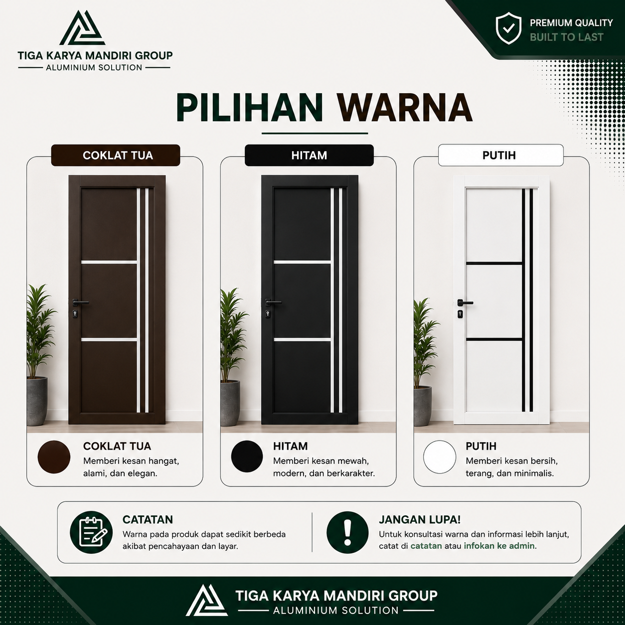 Pintu Aluminium ACP Model Estetik Minimalist Premium | Swing Kamar & Pintu Utama Anti Karat - Image 2