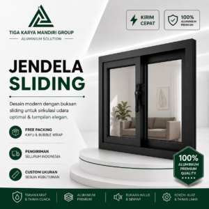 Jendela Sliding Aluminium Minimalist | Bisa Custom Ukuran | Anti Karat