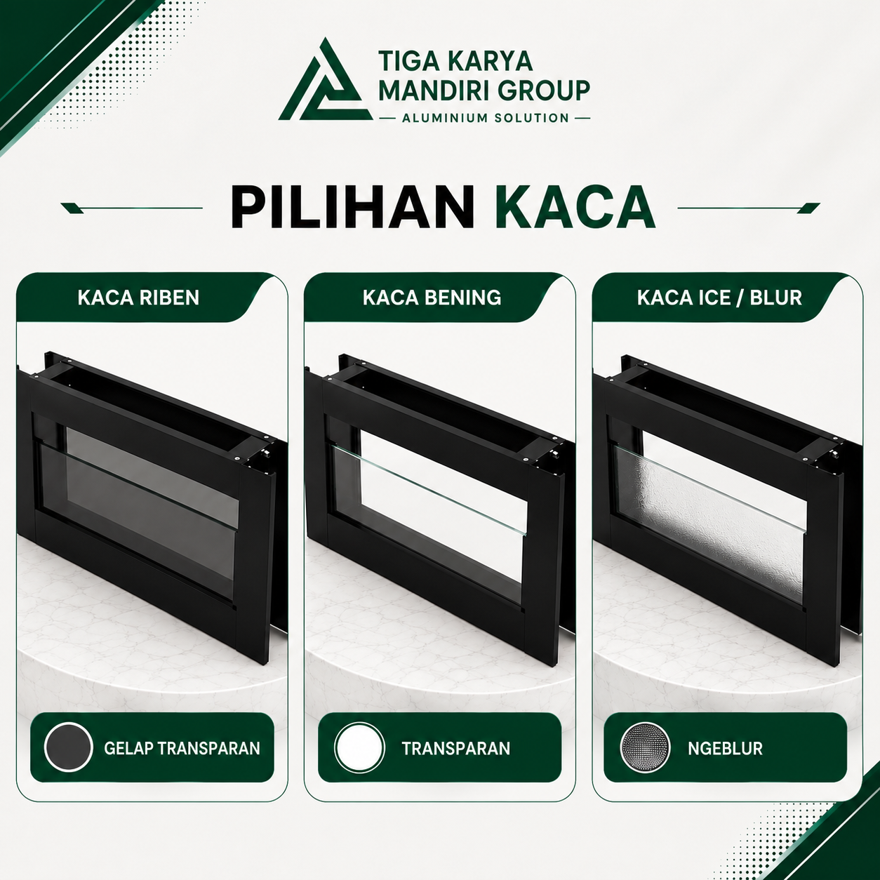 Kaca Mati Aluminium Zig Zag Minimalist Tinggi 20 cm | Ventilasi Dapur Modern - Image 3