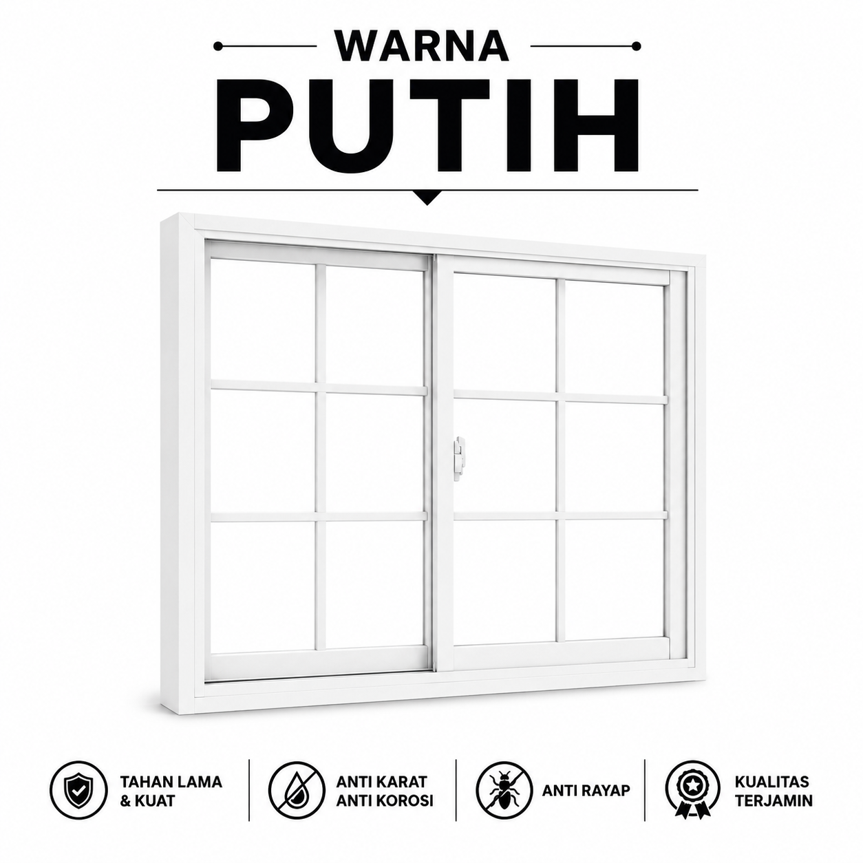 Jendela Sliding Aluminium Minimalis | Ornamen List Kotak | Custom Ukuran - Image 7