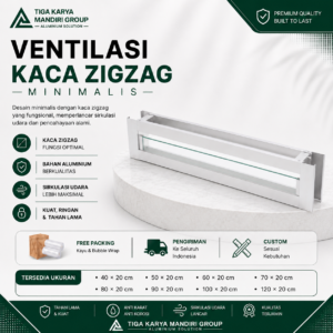 Kaca Mati Aluminium Zig Zag Minimalist Tinggi 20 cm | Ventilasi Dapur Modern