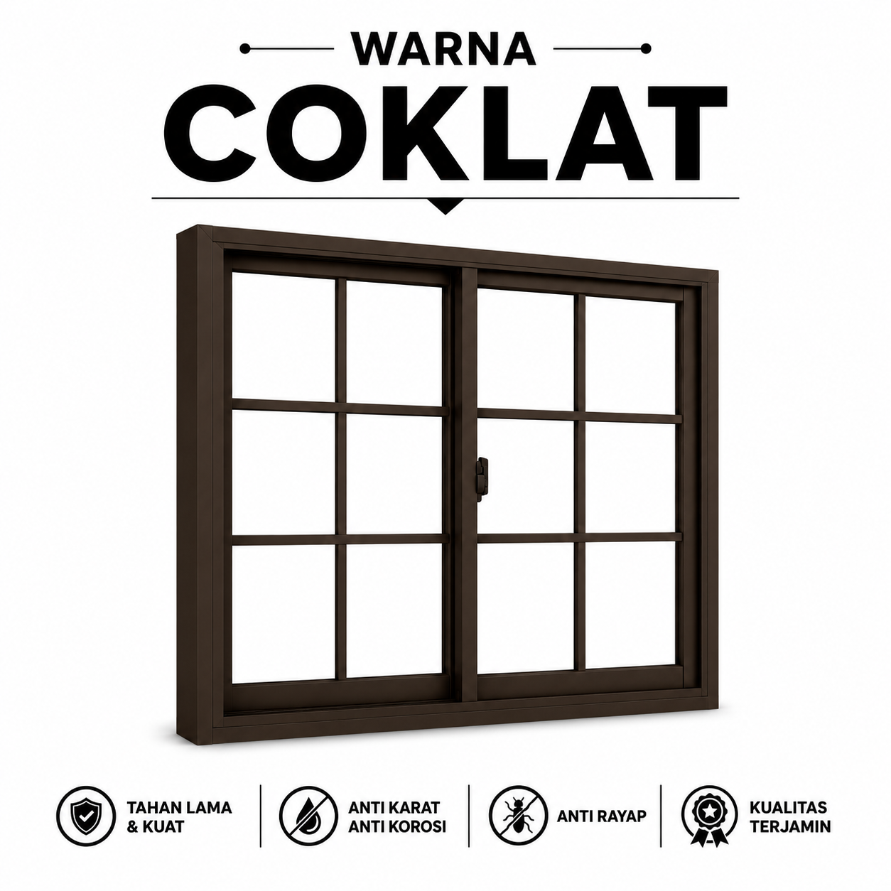 Jendela Sliding Aluminium Minimalis | Ornamen List Kotak | Custom Ukuran - Image 8