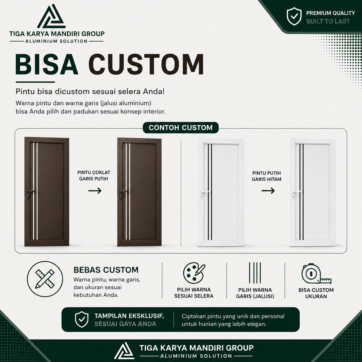 Pintu Aluminium ACP Model Elegan Minimalist Premium | Swing Kamar & Pintu Utama Anti Karat - Image 3