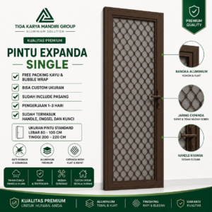 Pintu Expanda Single Aluminium Kasa Nyamuk Premium | Anti Karat & Super Kokoh