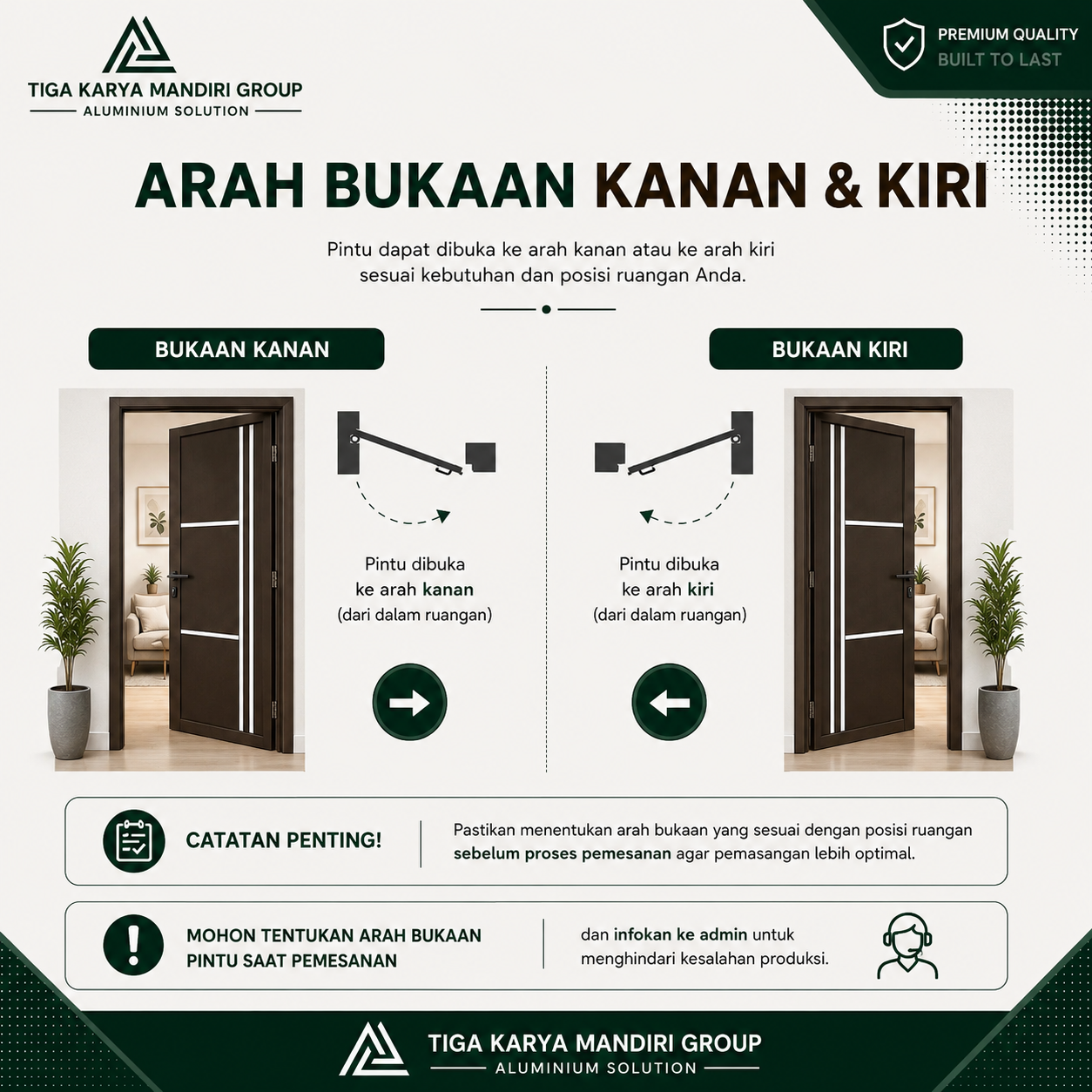 Pintu Aluminium ACP Model Estetik Minimalist Premium | Swing Kamar & Pintu Utama Anti Karat - Image 4