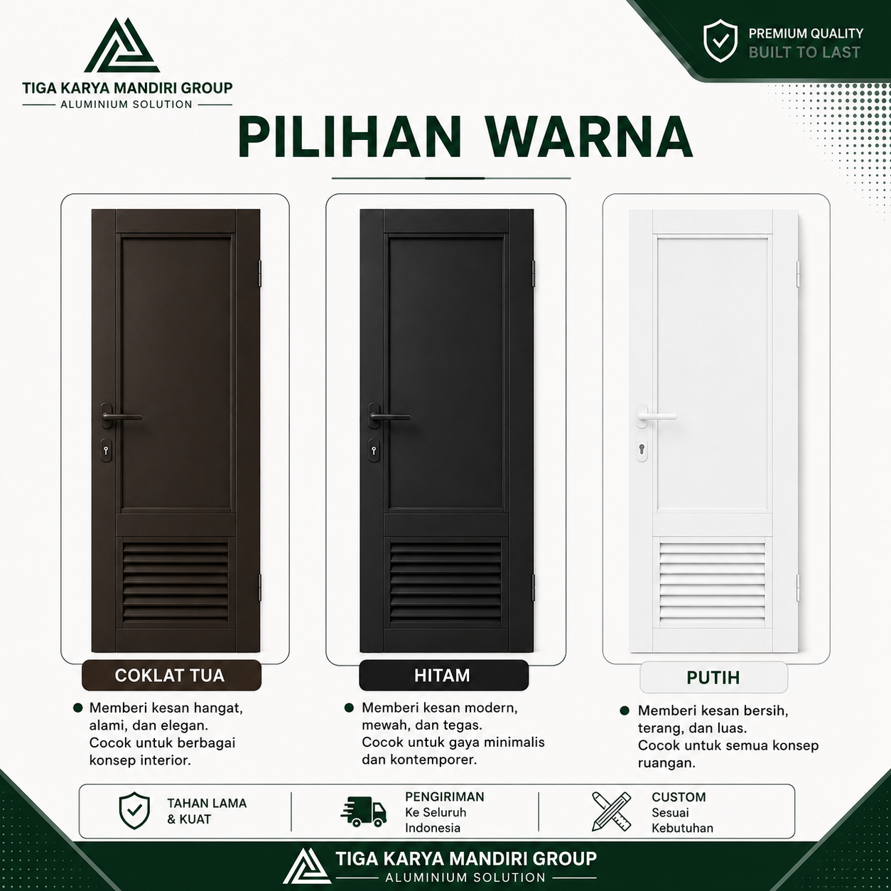 Pintu Kamar Mandi Aluminium Minimalist Premium | Anti Karat & Tahan Air - Image 2