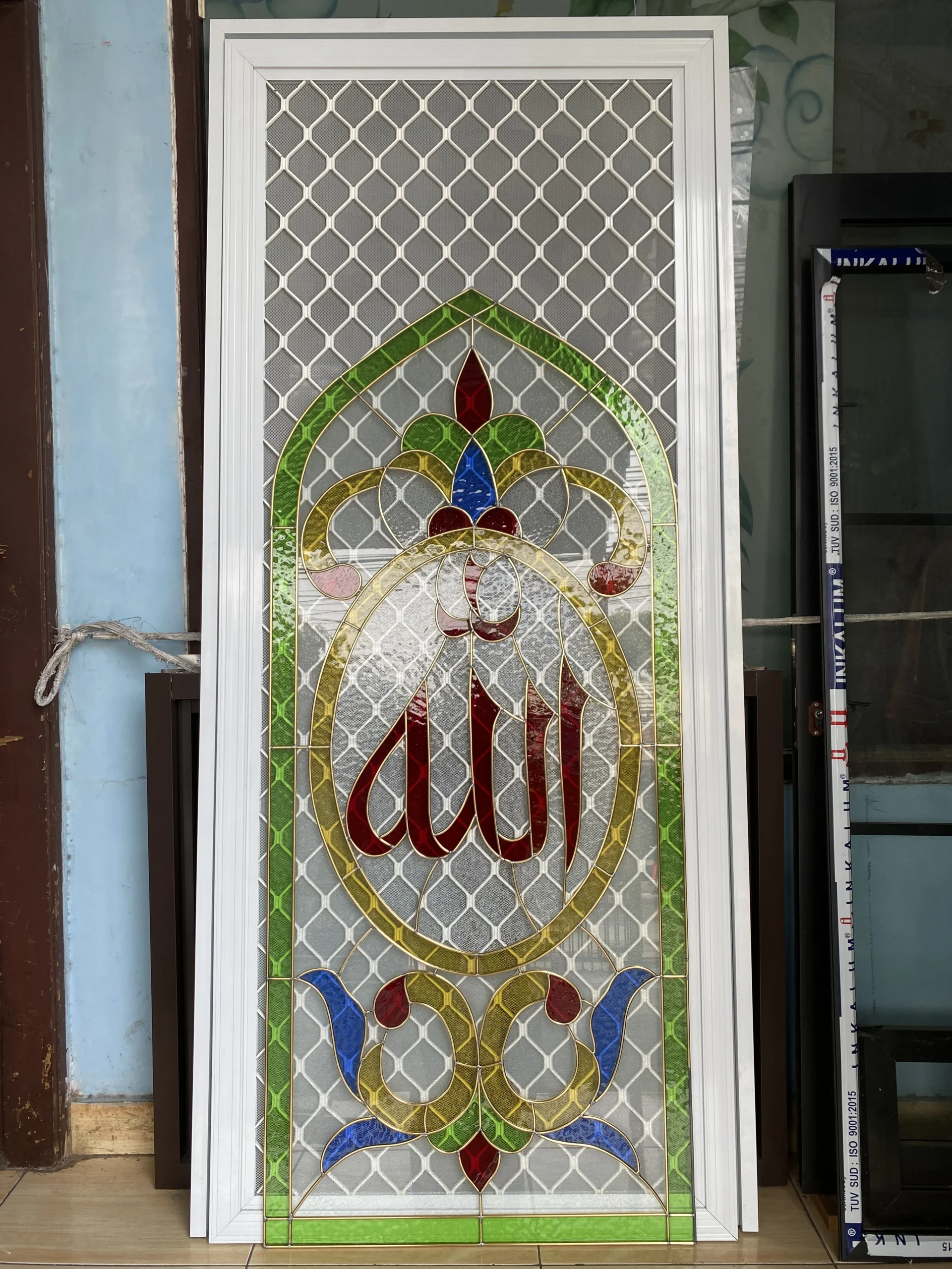 Pintu expanda & kaca patri/seni pakai kuningan kaca impor, bekasi