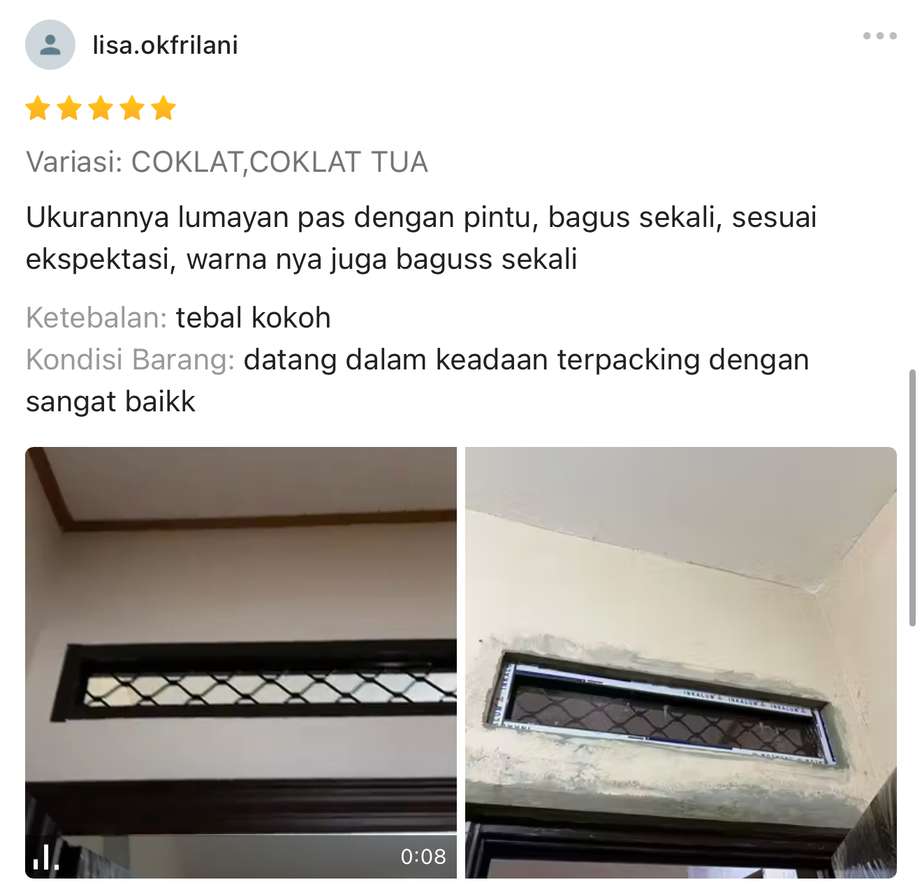 testimoni ventilasi kawat nyamuk shopee tkm