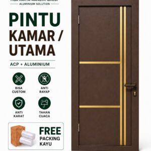 Pintu Aluminium ACP Ornamen Emas (Gold) |  Pintu Kamar/Pintu Utama | Jabodetabek | Elegant