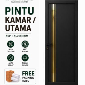 Pintu Kamar Utama Aluminium ACP | Pintu Utama Depan | Ornamen Gold ACP | Aluminium Anti Rayap Anti Karat Bisa Custom | Minimalist Mewah Dan Elegant